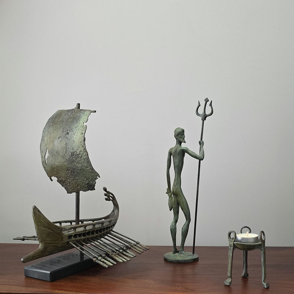 Thumbnail: bronze replica ancient Greek boat on a marble base