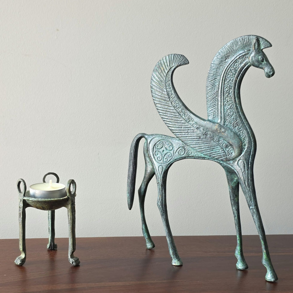 large bronze figurine of Pegasus the mythical winged horse