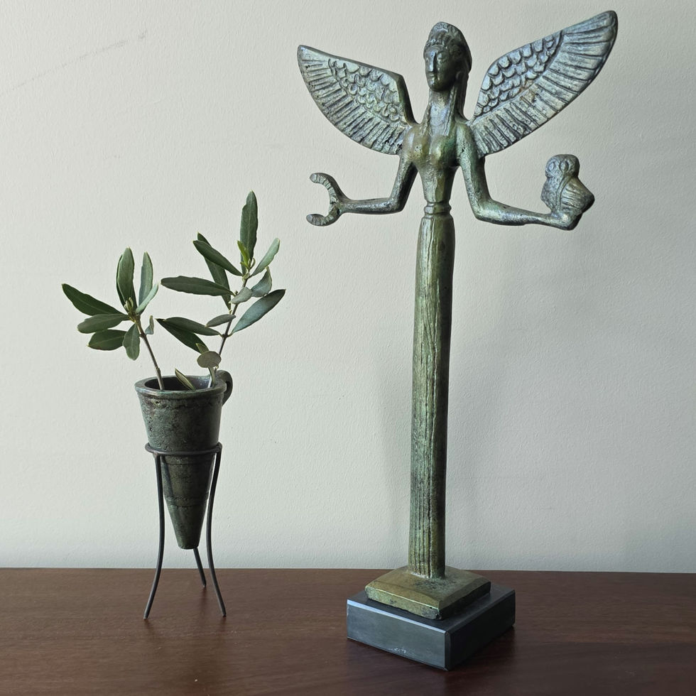 bronze statue of Nike goddess of victory and achievement
