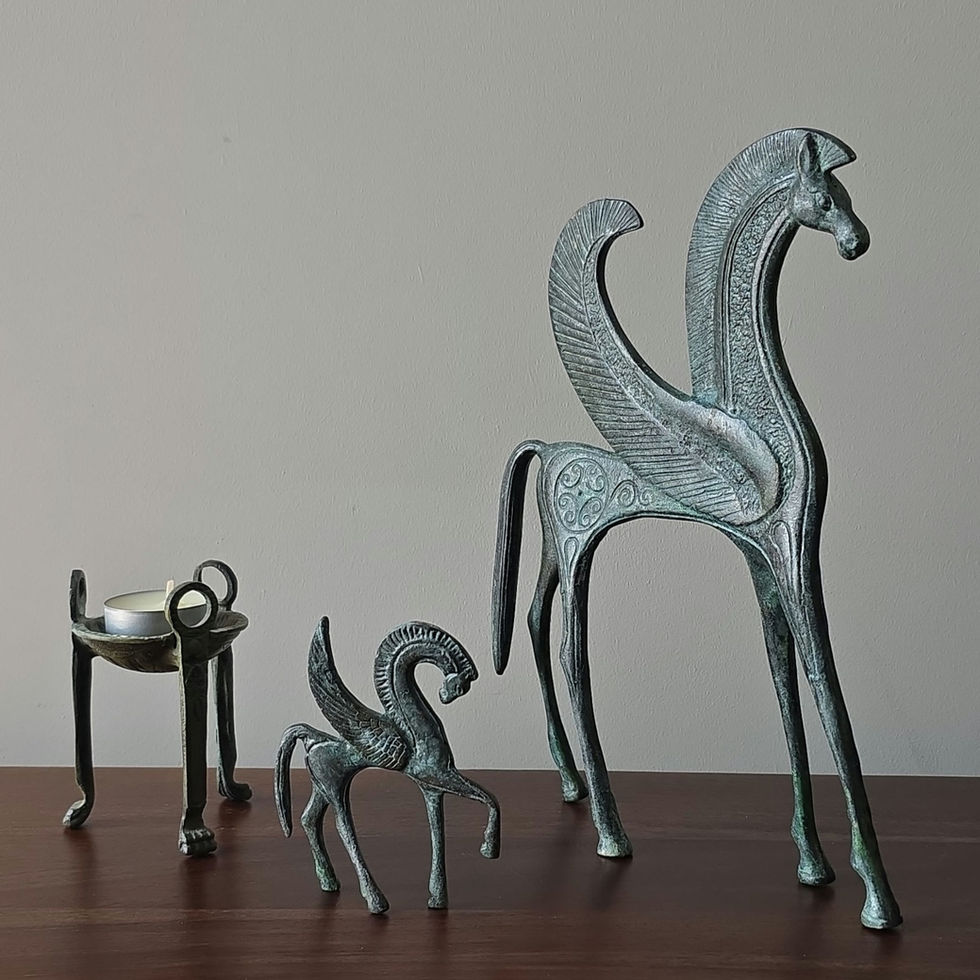 large bronze figurine of Pegasus the mythical winged horse