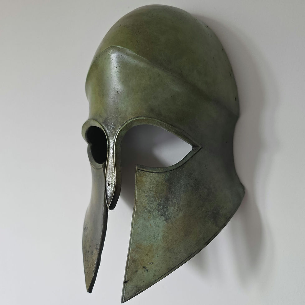 bronze wall-mounted Corinthian helmet front