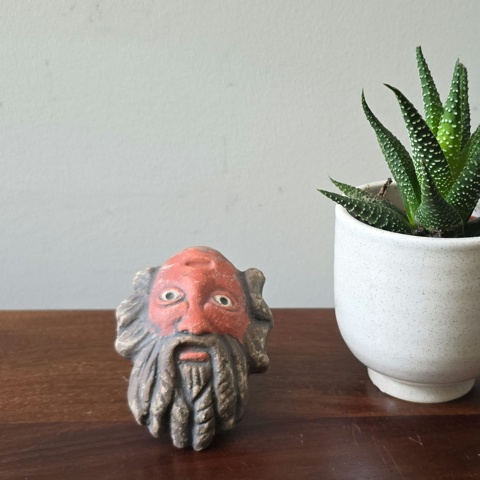 miniature terracotta two-way theatrical mask