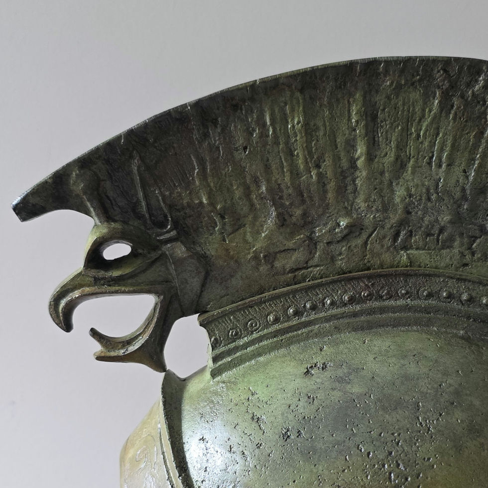 full size bronze helmet with griffin crest