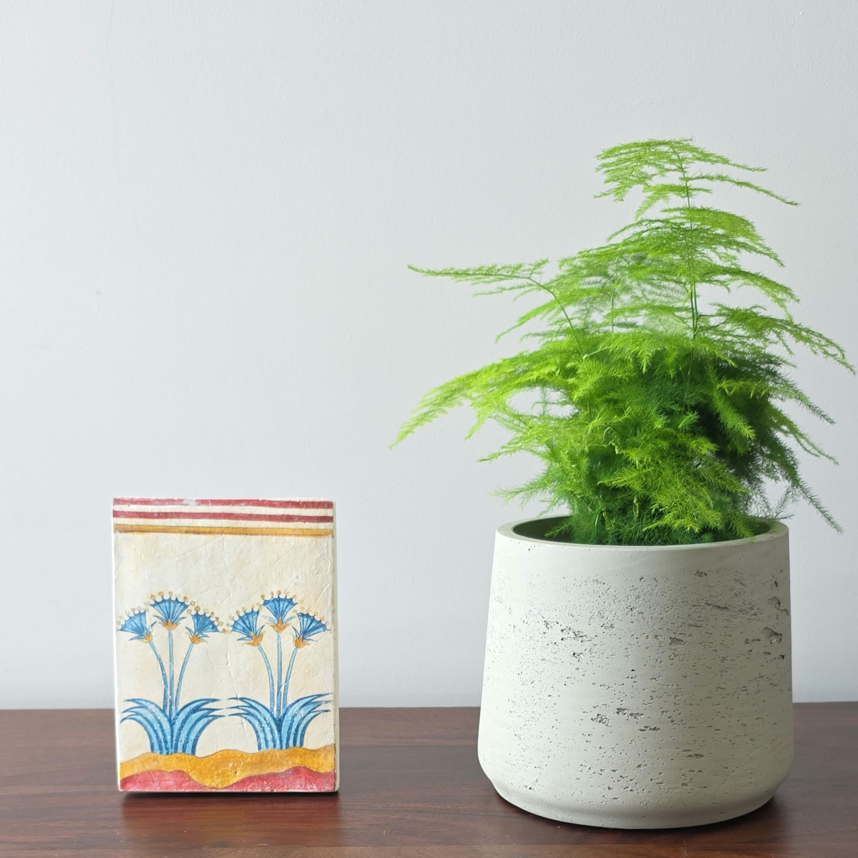 Minoan fresco tile with papyrus lilies
