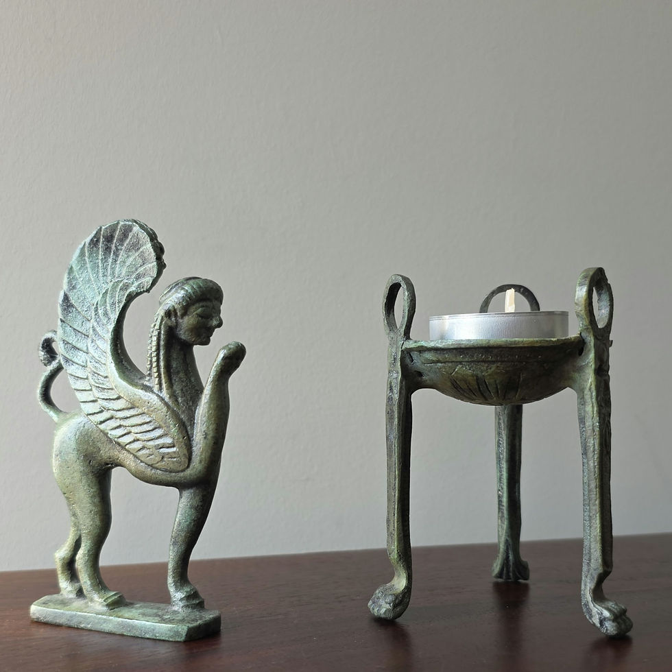 Thumbnail: small bronze figurine of the mythical enigmatic  sphinx