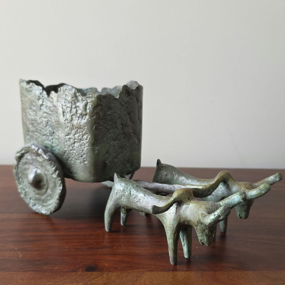 Thumbnail: bronze group of oxen and cart