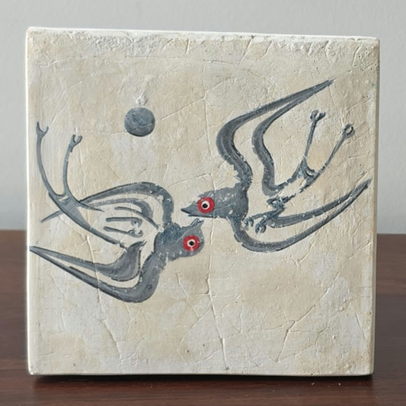 Minoan twin swallows fresco tile