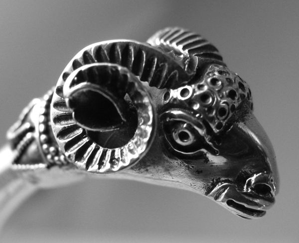 Thumbnail: twin rams torc bracelet