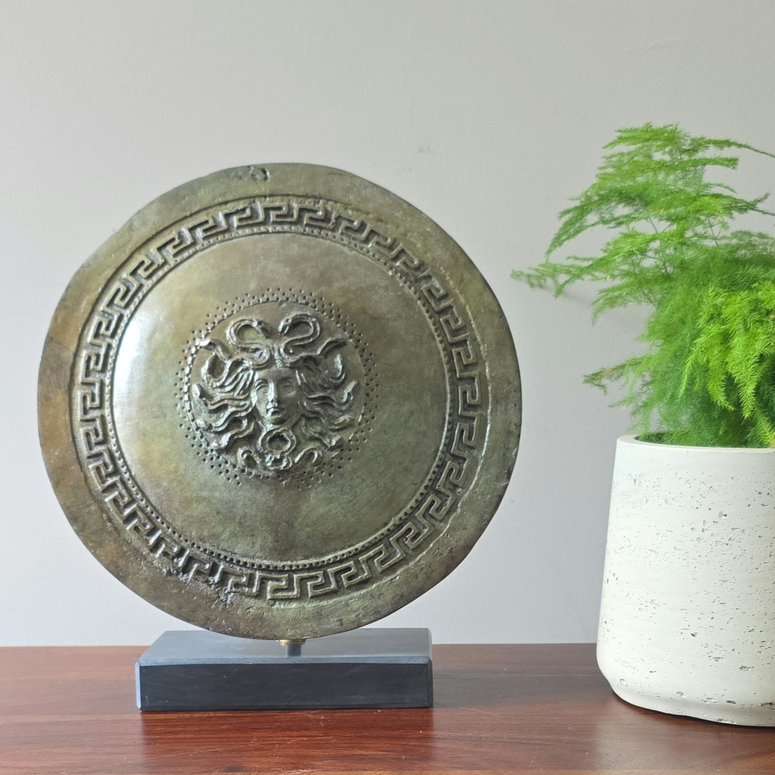 large bronze shield with the Gorgon Medusa