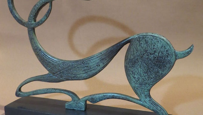 large bronze elegant ibex