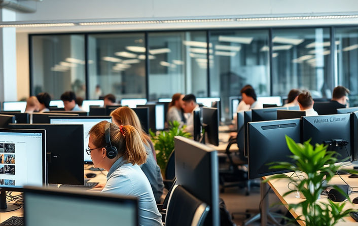 show a office with staff working on desktops around 50 of staff.jpg