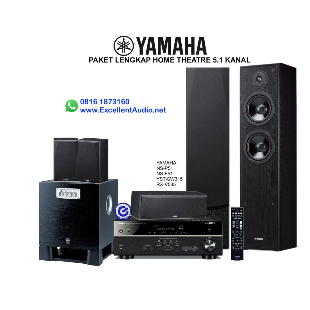 Paket Yamaha RXV 585 NSP51 NSF 51 YST SW315 home theatre 5.1 kanal