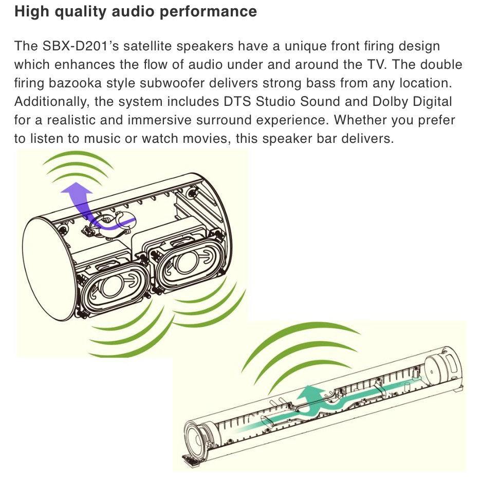Thumbnail: Pioneer SBX D201 SBX201 SBX 201 Split Soundbar aktif subwoofer