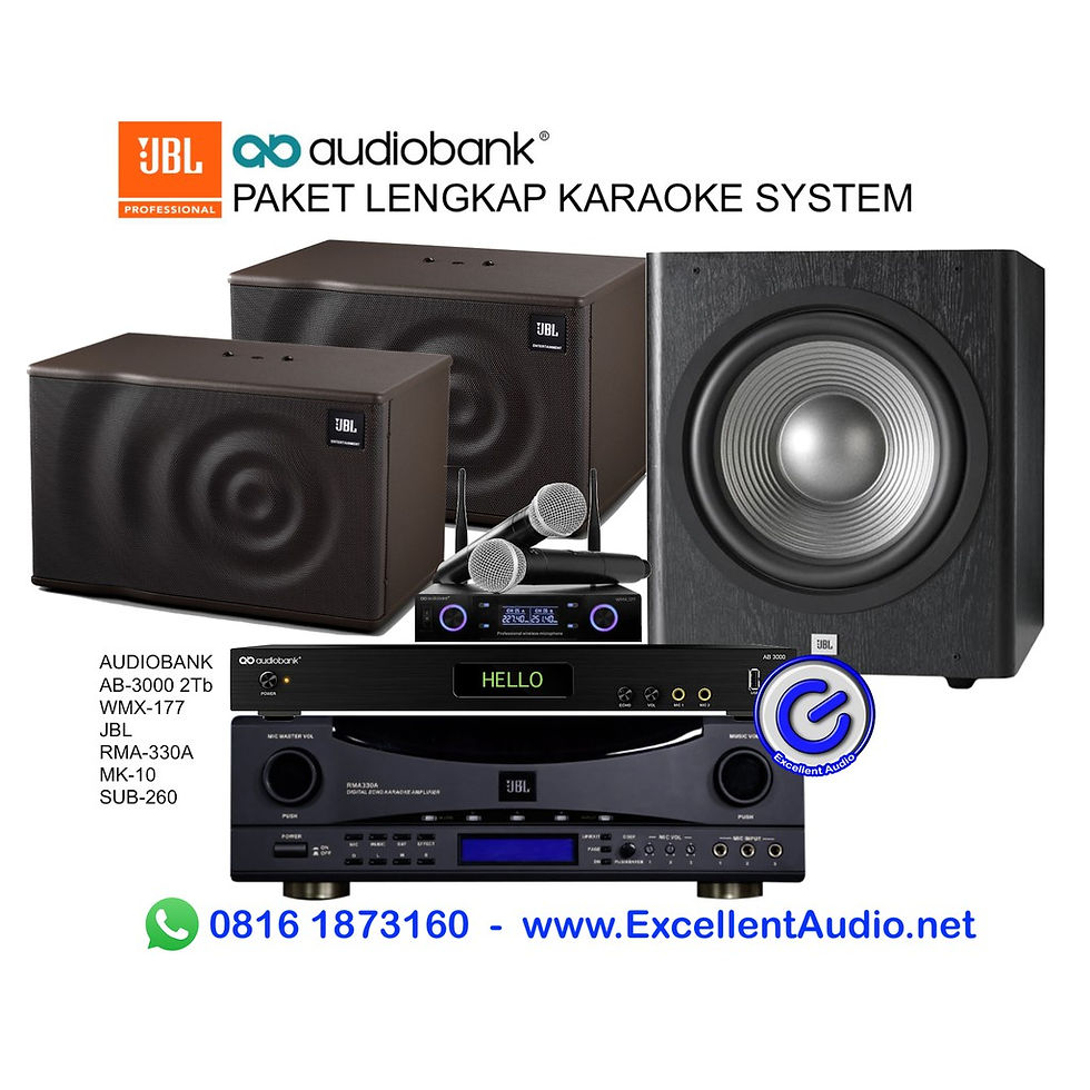 Thumbnail: Paket JBL RMA330 MK10 SUb260 Audiobank AB3000 WCM177 karaoke system