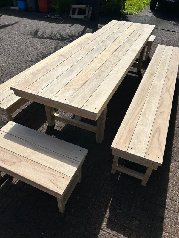 Thumbnail: 5 Piece Outdoor Pine Timber Dining Table Set XL Extended Seats 3000mm