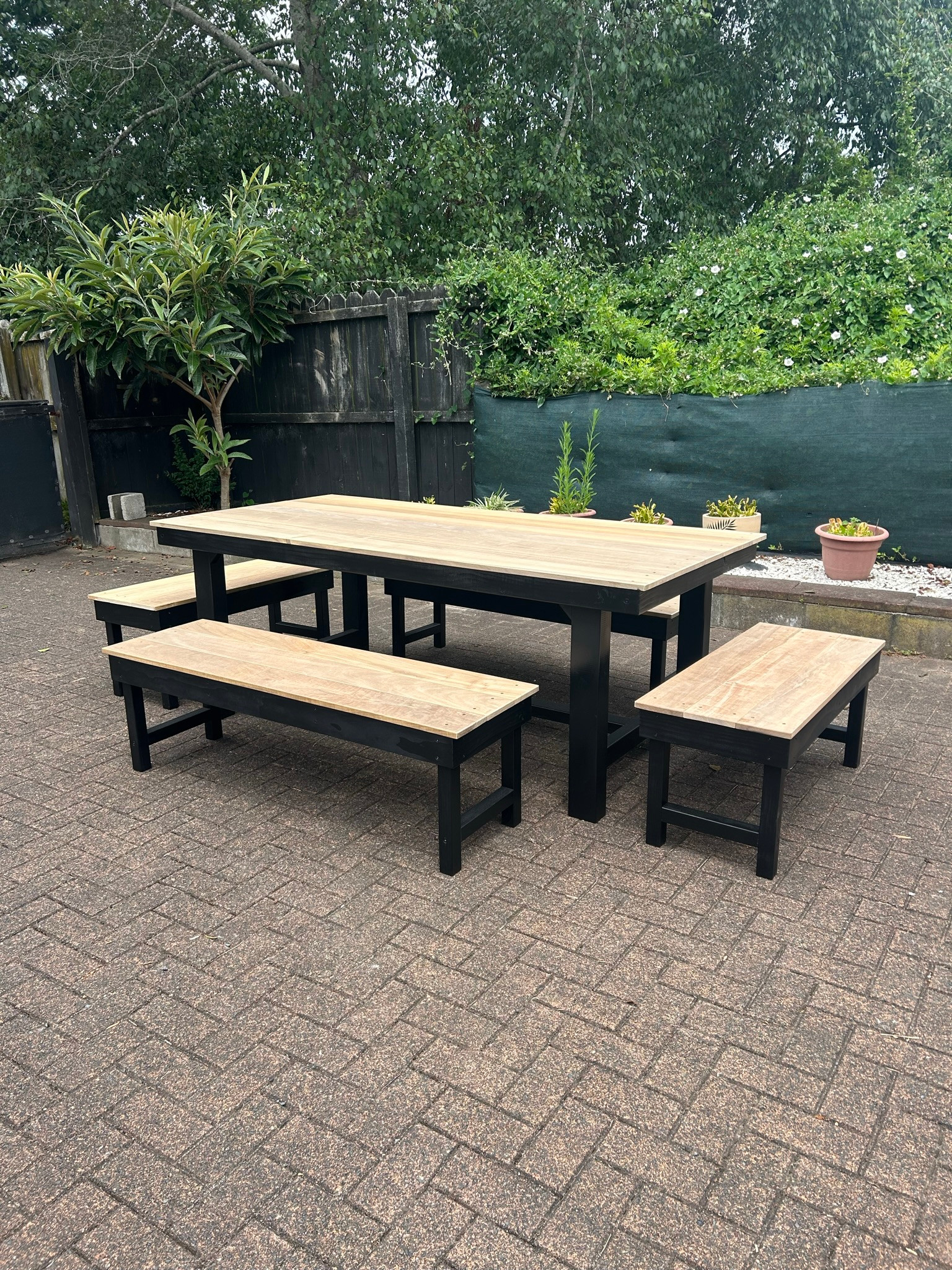 5 Piece Vitex / Pine Outdoor Timber Dining Table Set 2000mm