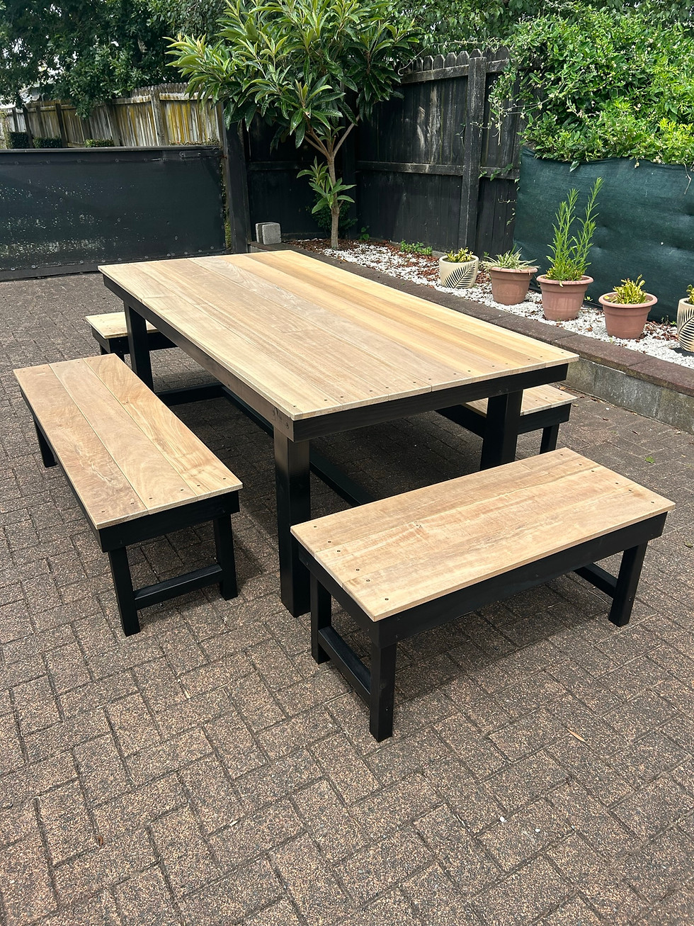 Thumbnail: 5 Piece Vitex / Pine Outdoor Timber Dining Table Set 2000mm
