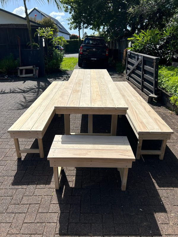 Thumbnail: 5 Piece Outdoor Pine Timber Dining Table Set XL Extended Seats 3000mm