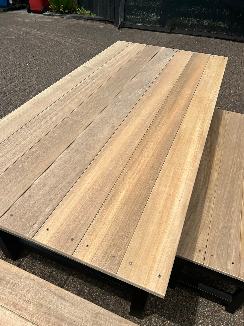 Thumbnail: 5 Piece Vitex / Pine Outdoor Timber Dining Table Set 2000mm