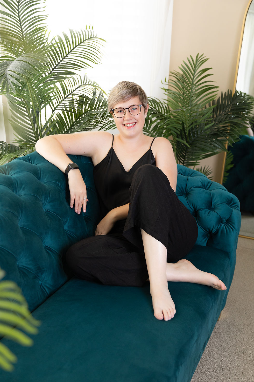 Lady sitting on couch