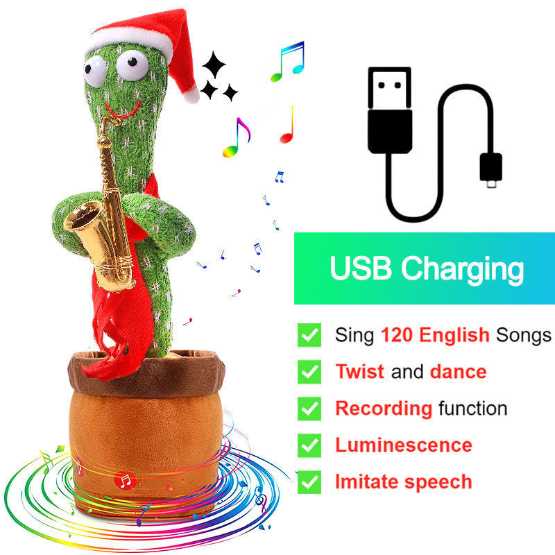 Bluetooth Dancing Cactus Repeat What You Said Usb Charging Voice Record Toy