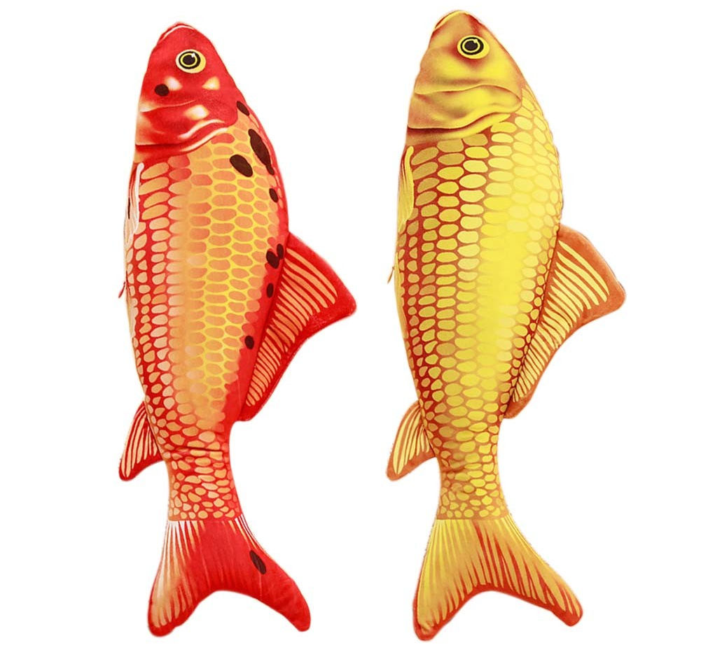 2 Pcs Simulation Carp Fish Plush Toy 30cm for Cats Toy or Sofa Decor, Red Go