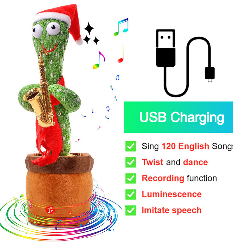 Bluetooth Dancing Cactus 60/120 Songs Speaker Talking Usb Chargeable Voice R