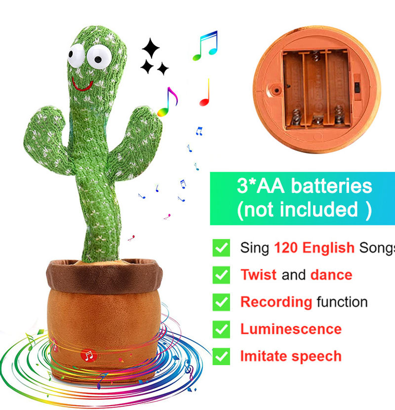Bluetooth Dancing Cactus 60/120 Songs Speaker Talking Usb Chargeable Voice R