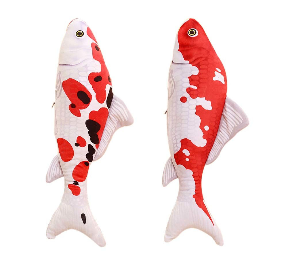 2 Pcs Simulation Carp Fish Plush Toy 30cm for Cats Toy or Sofa Decor, Red Wh