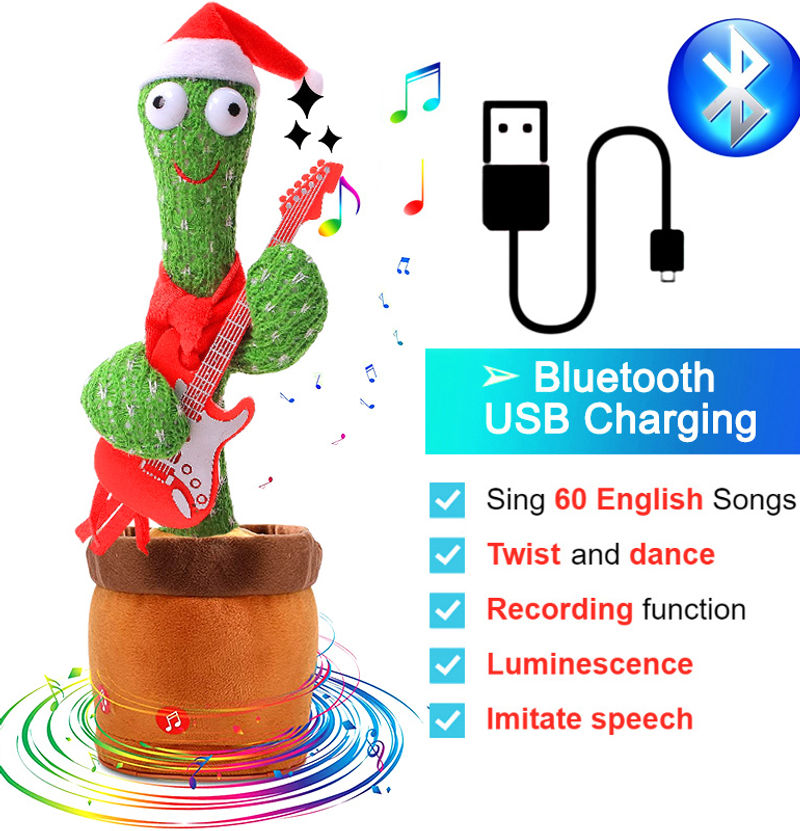 Bluetooth Dancing Cactus 60/120 Songs Speaker Talking Usb Chargeable Voice R