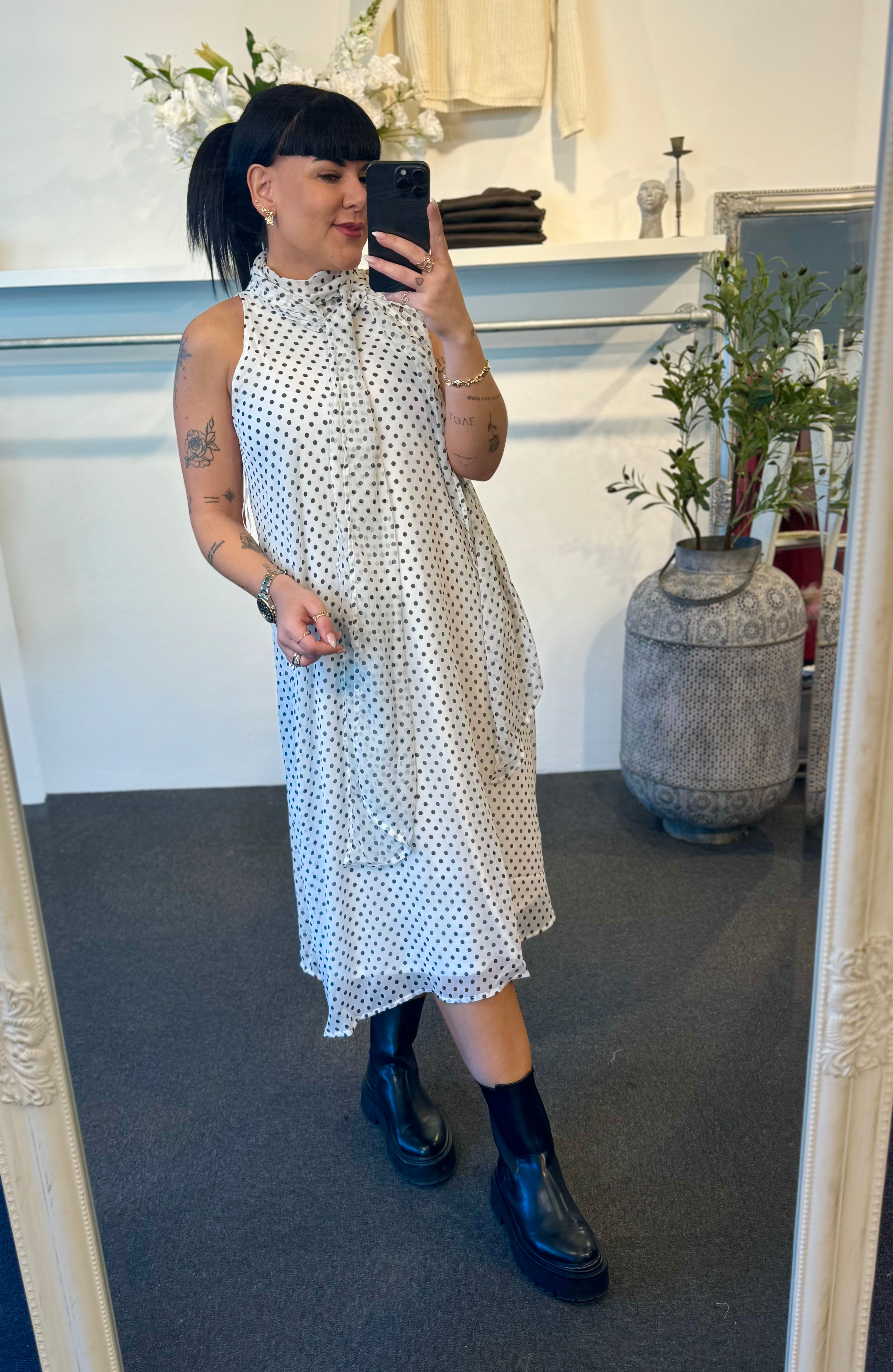 POLKA HALTERNECK DRESS