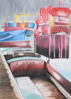 Crayon de couleur et aquarelle