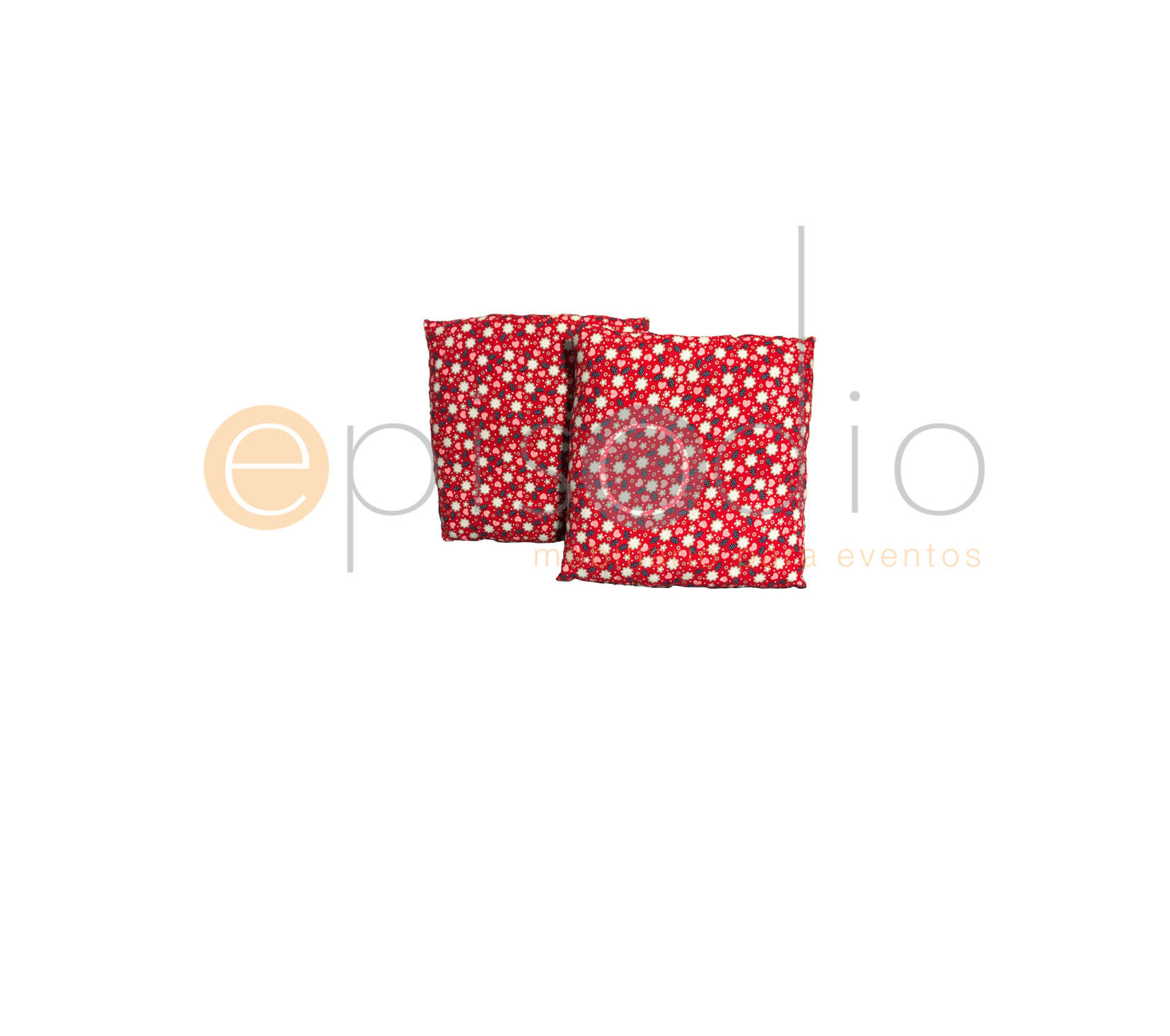 Cojín Rojo Con Estampado Floreado