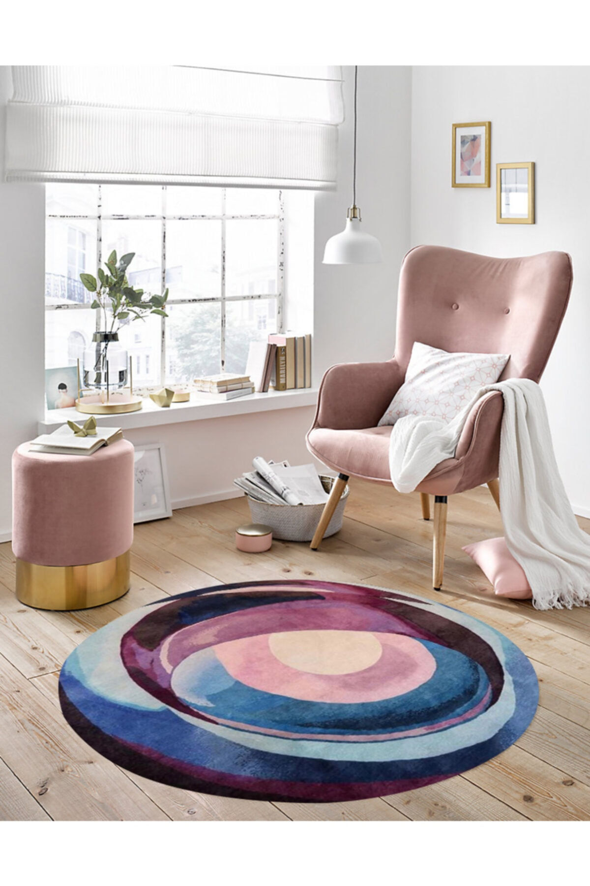 KOZZY HOME Washable, Leather Base Round Carpet RFE6716