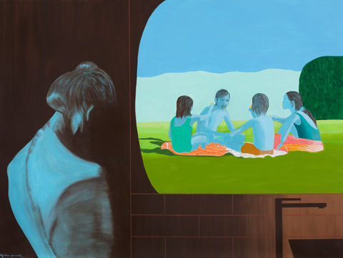 Abraham Aronovitch-tableau art contemporain-sentiment-emotion-interiorité-enfance-anorexie-reve-nature-tristesse-vie-desir d enfant-enfants-femme-marron-bleu-orange-vert-salon d automne 2025-melancolie-regrets-maternite