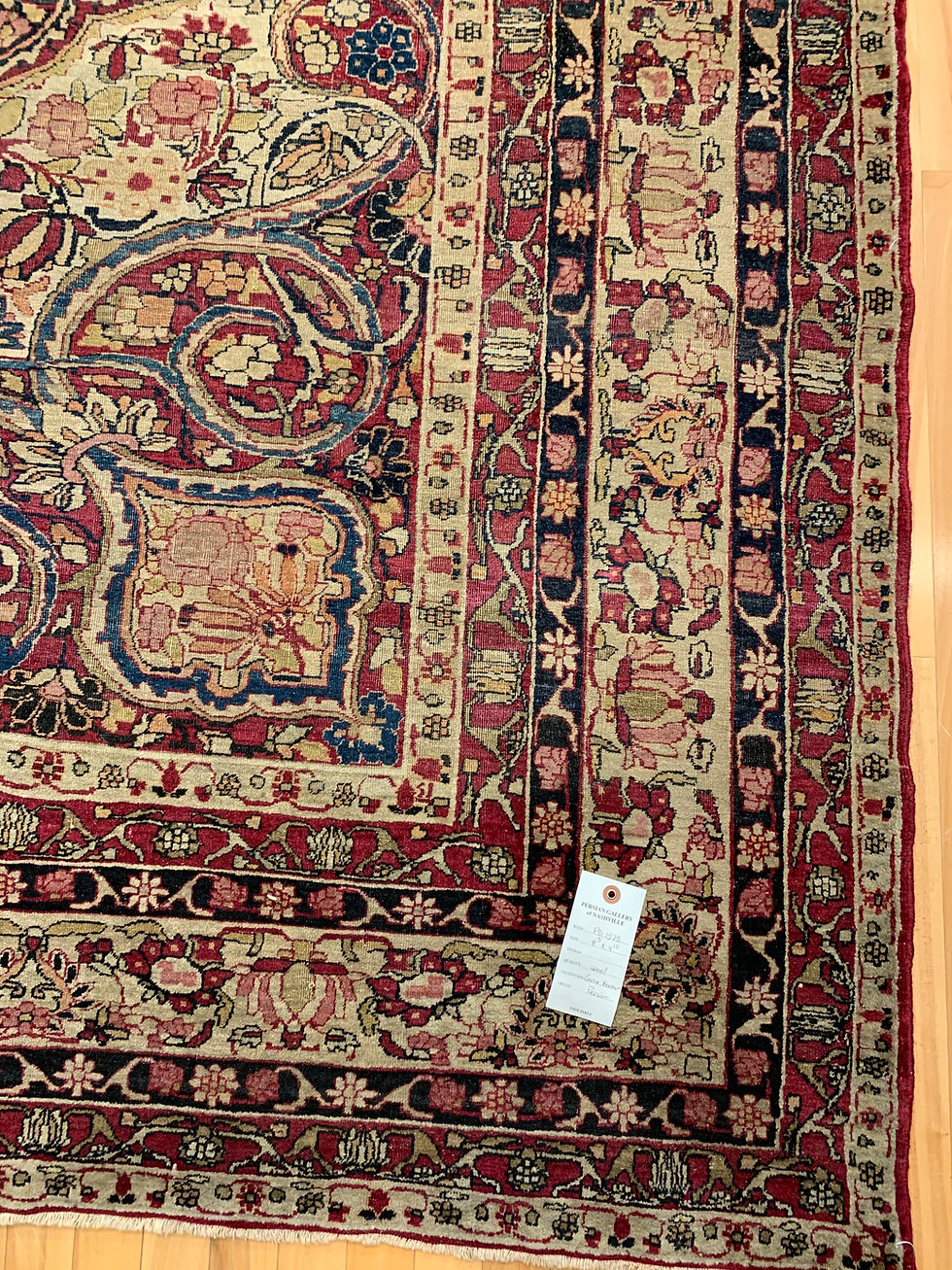 Thumbnail: Persian Lavar Kerman Rug 8' x 10' Hand-Knotted,Wool,cream, reds, blues and greens.classic Persian floral motif