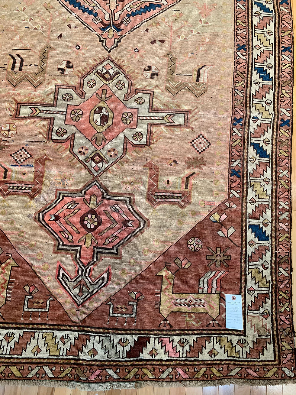 Thumbnail: Karabakh gallery-size runner from Persian Gallery. Russian rug boasts wool and mauve mix of classic and modern styles.
