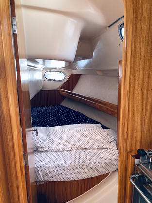 Aft Cabin - Features a custom made mattress, closet space, and is by far the most desirable sleeping space!