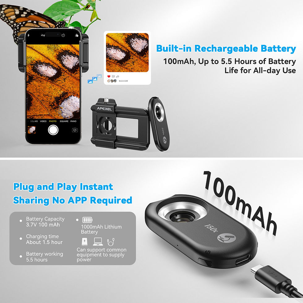 Miniatura: APEXEL NEW PhoneMicro 5 100X -200x Microscope Lens for Phone Lens 3 in 1