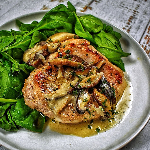 Pork Chops w/Shiitake Cream Sauce