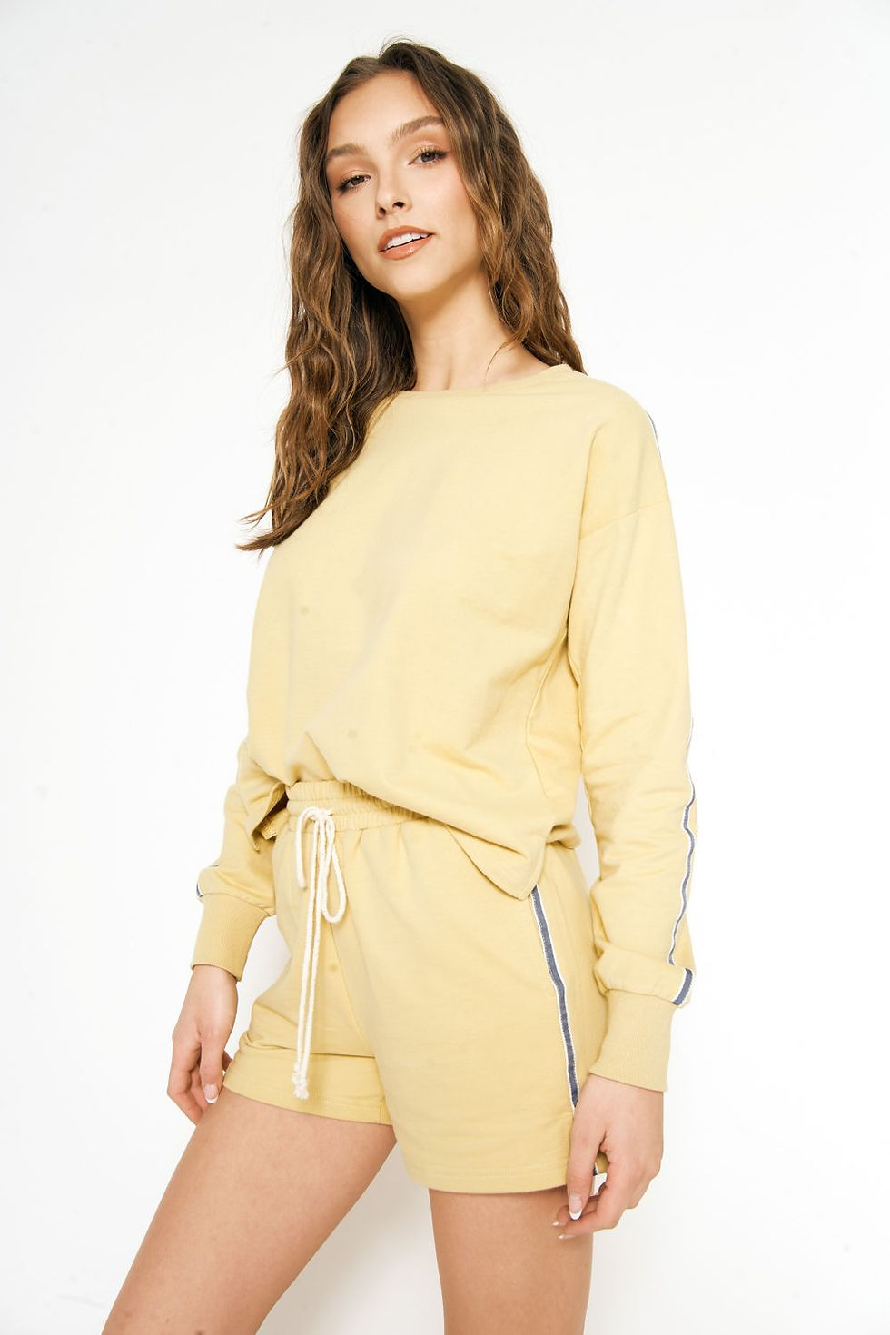 Thumbnail: Terry Sweater and Shorts Set in Misty Lemon