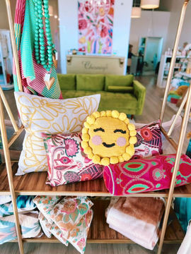 Thumbnail: Sun Face Pom Pom Trim Pillow