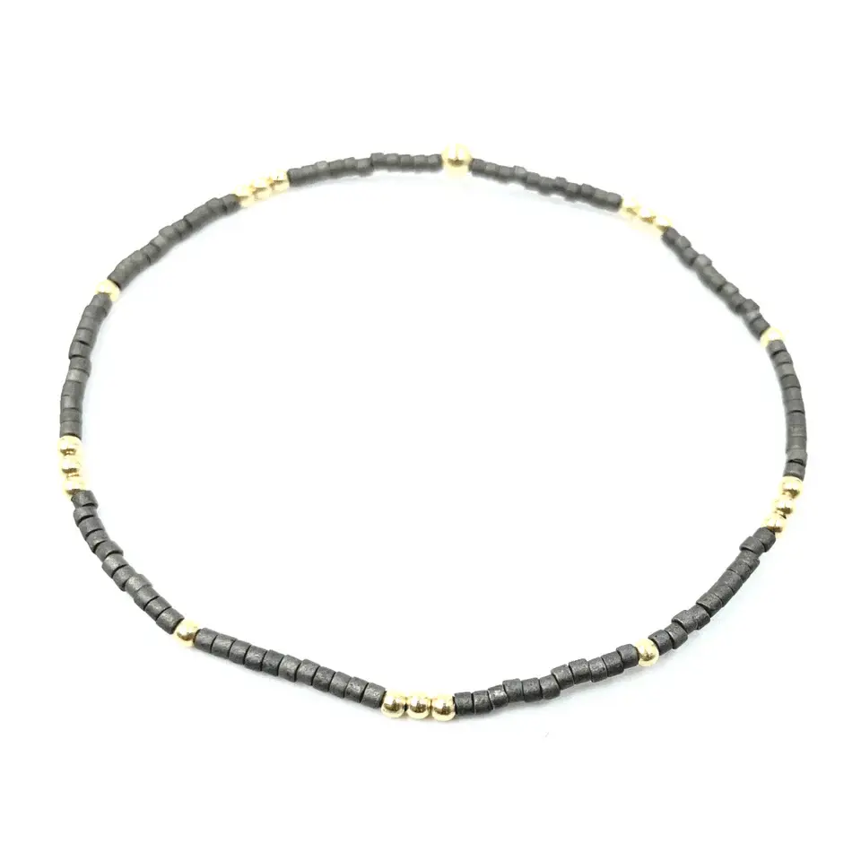 Thumbnail: Erin Gray 2mm Graphite & Gold Filled Waterproof 7” bracelet