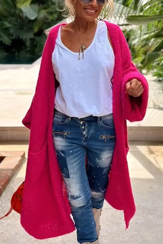 Thumbnail: Love & Peace Knit Sweater Long Cardigan 