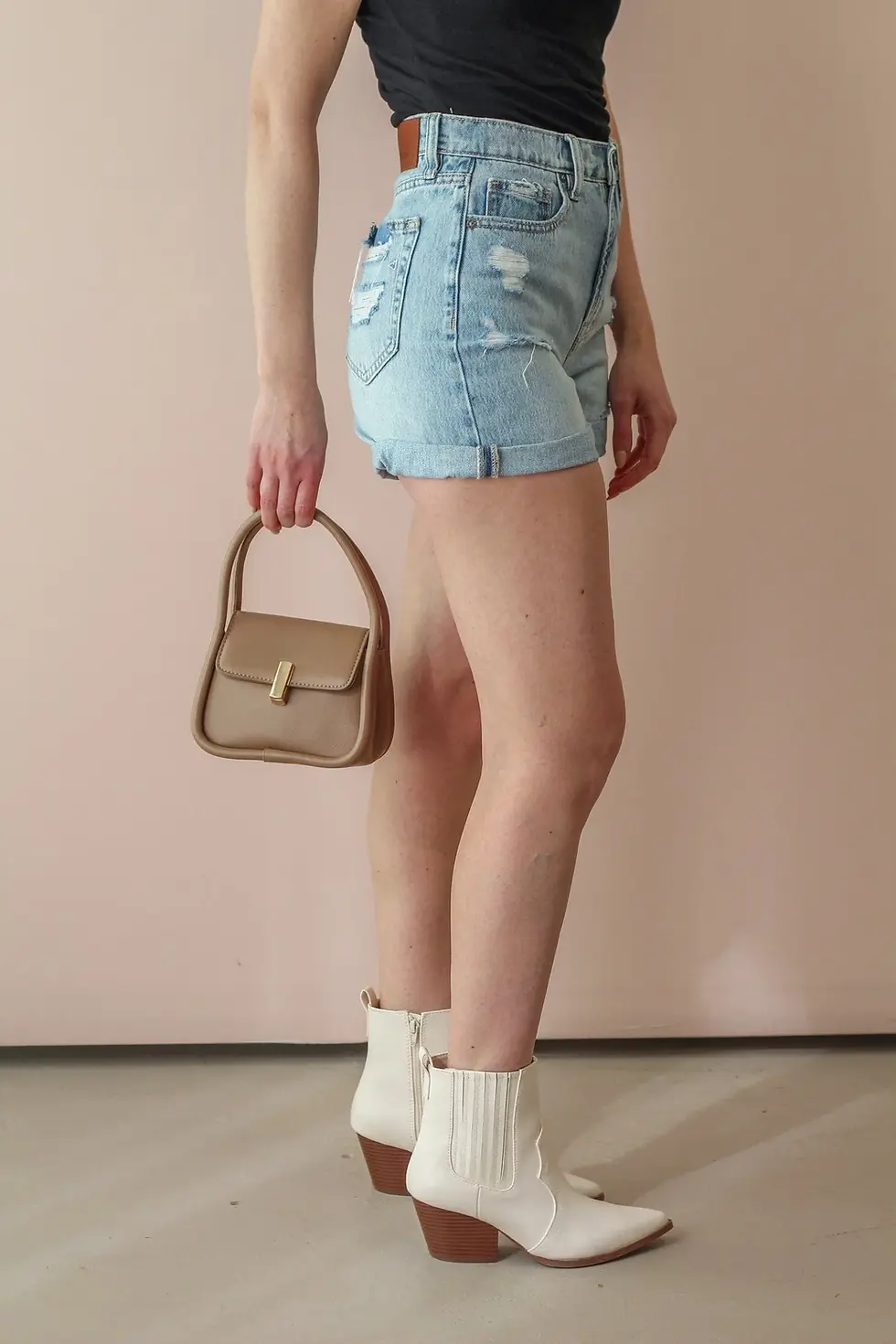 Thumbnail: Sofie High Rise Rolled Up Mom Shorts