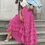 Thumbnail: Elastic Waist Ruffle Tulle Maxi Skirt in Hot Pink