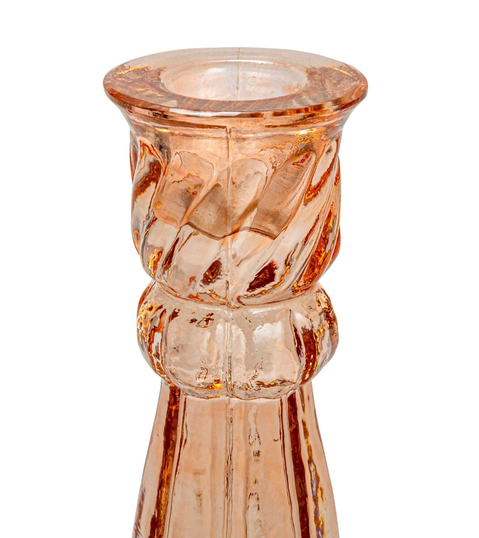 Thumbnail: Embossed Recycled Glass Taper Holder in Amber