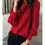 Thumbnail: Red Sassy Frilled Trim Long Sleeve Shirt 