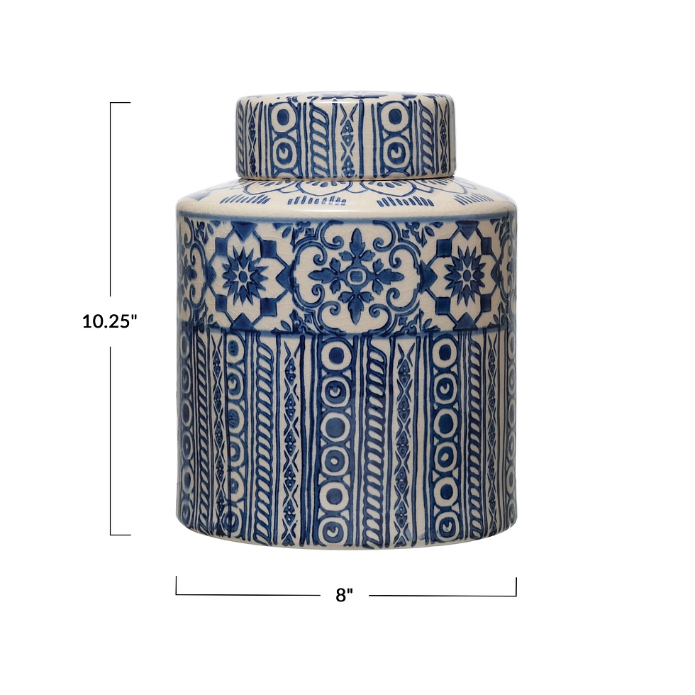 Thumbnail: Stoneware Planter with Floral Pattern