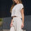 Thumbnail: Drawstring pinstripe wide leg linen pants